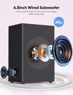 2-in-1 Separable Sound Bar with Subwoofer for Smart TV