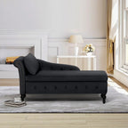 Velvet Chaise Lounge with Left Armrest & Storage Space