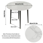 Modern Round Kitchen Dining Table Marble Top 80cm Diameter