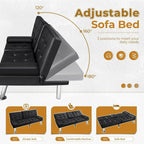 VICTONE Futon Sofa Bed Modern Faux Leather Couch Bed Convertible Folding Recliner for Living Room with 2 Cup Holders and Armrest