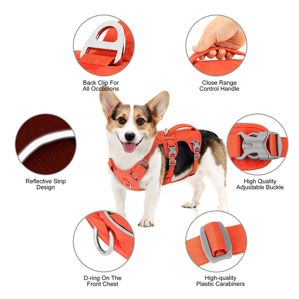 Reflective Dog Harnesses Durable Vest With Handle Adjustable