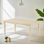 7-Piece Dining Set with Turned-Leg Table and 6 Tufted Chairs