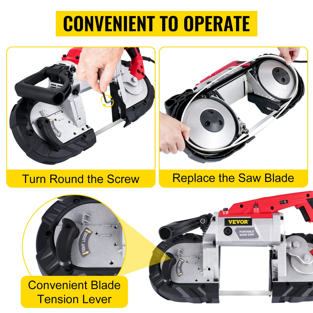 Portable BandSaw 5Inch Cutting Capacity Cordless Variable Speed 10Amp Motor