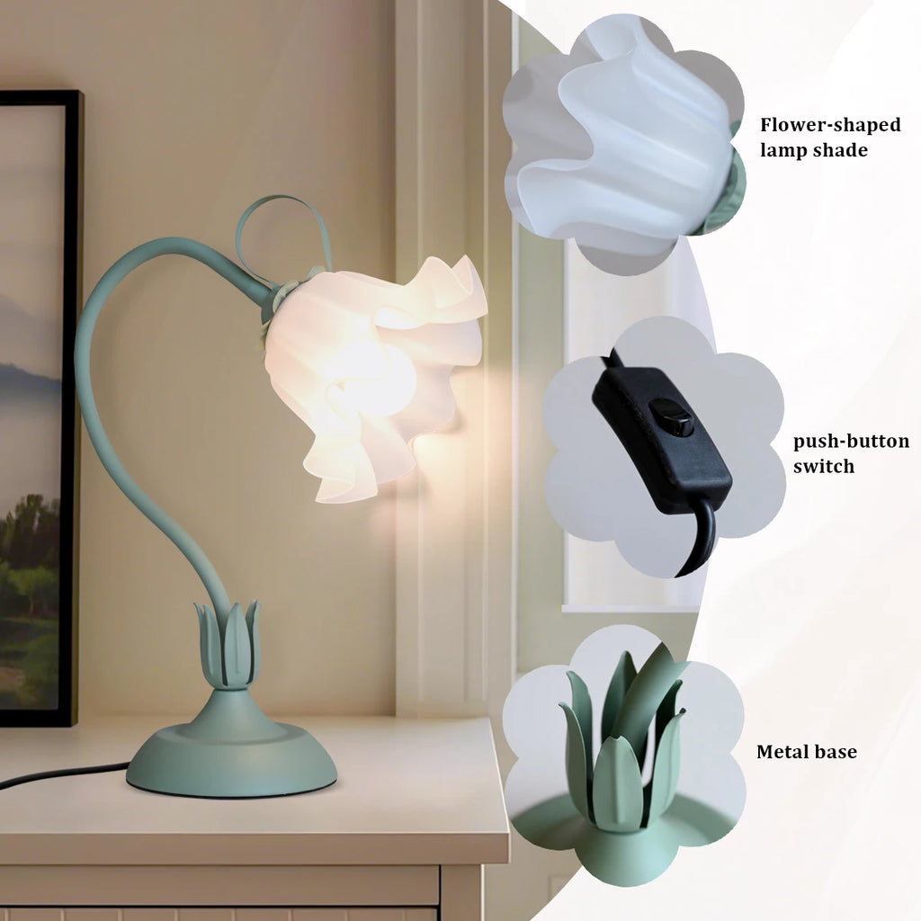 Vintage bedside flower lamp, adjustable direction lamp