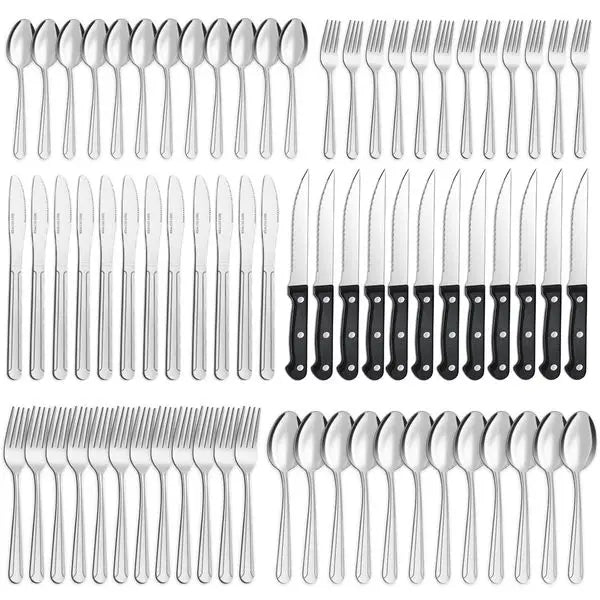 72 Pieces Silverware Set with Steak Knives