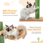 5-Tier Floor to Ceiling Cat Tower Cactus