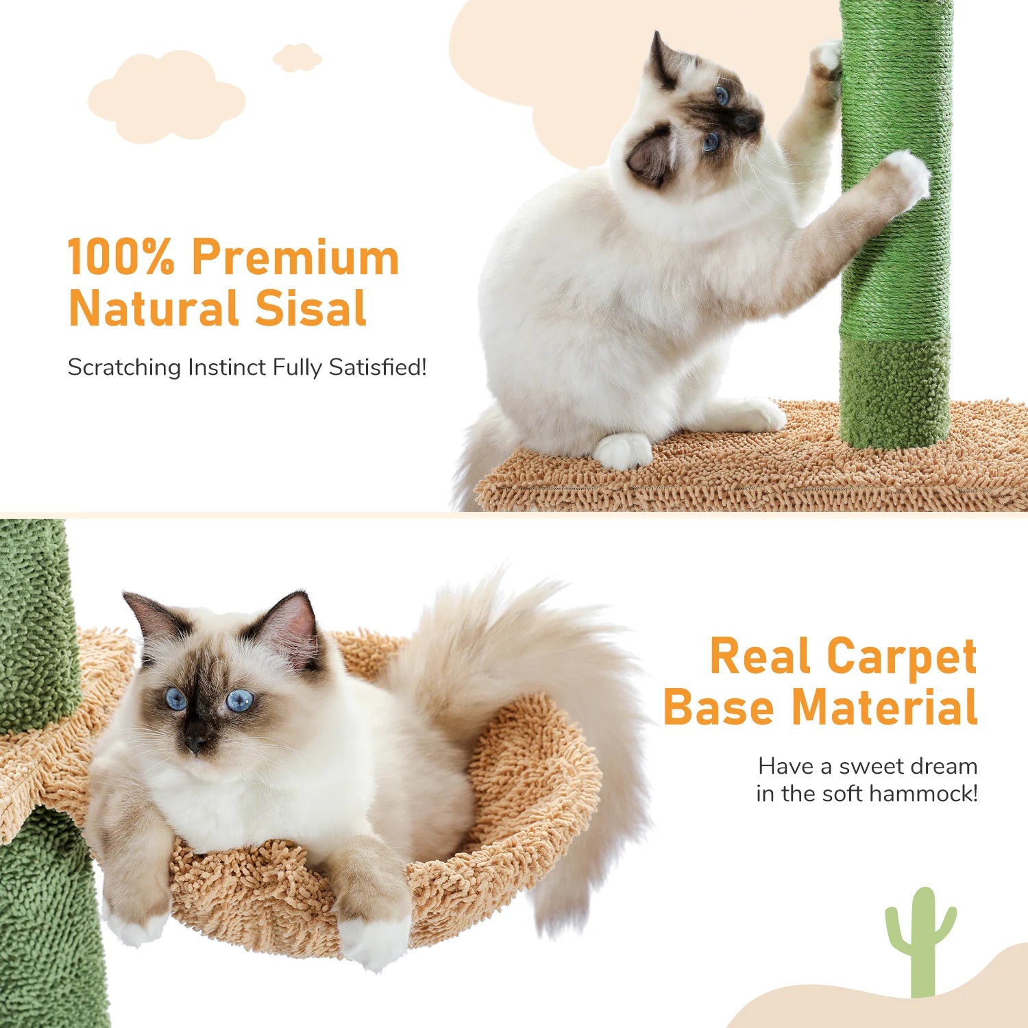 5-Tier Floor to Ceiling Cat Tower Cactus