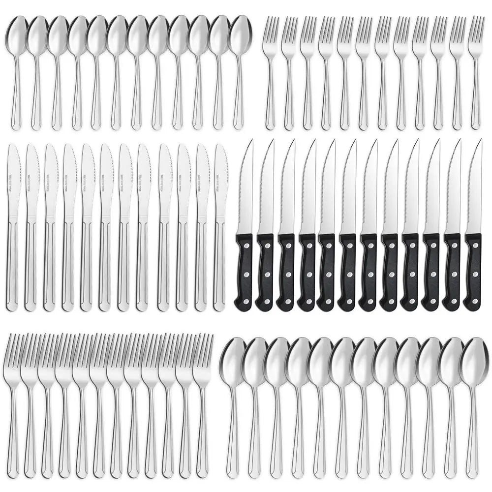 72 Pieces Silverware Set with Steak Knives