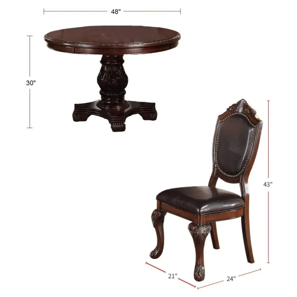 5pc Dining Set with 1 Classic Dining Table & 4x Side Chairs,