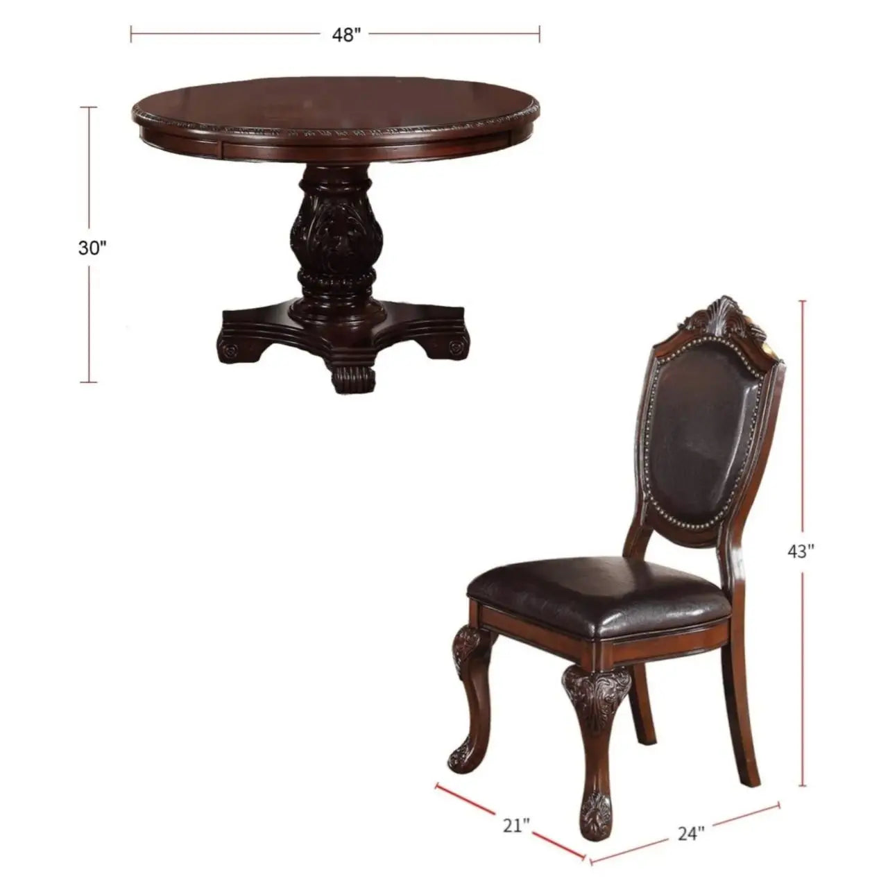 5pc Dining Set with 1 Classic Dining Table & 4x Side Chairs,