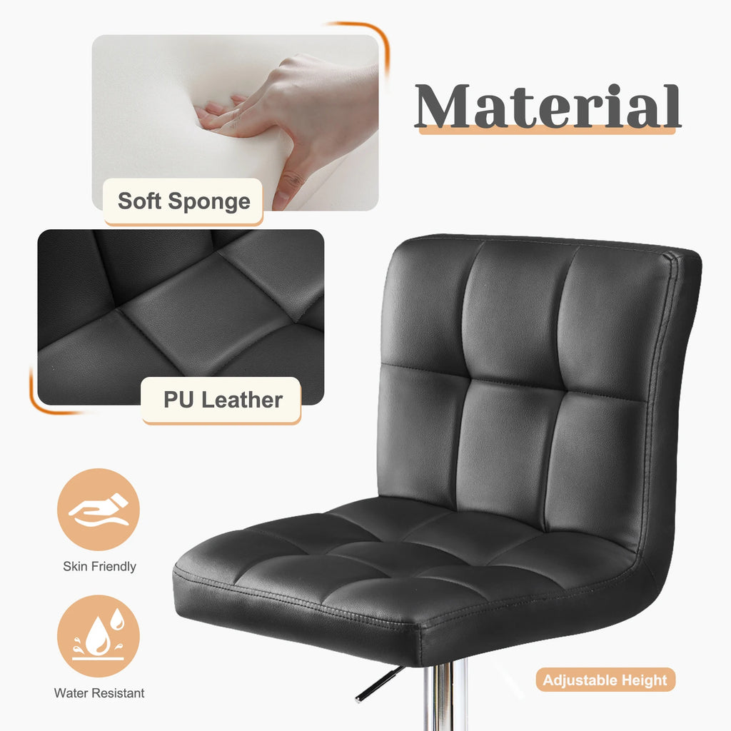 Leather Bar Stools Set of 2,Upholstered Counter Height Bar Stool