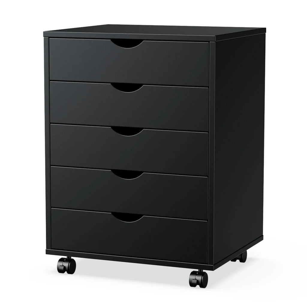 JHK Wood Nightstand Cabinet 5 Drawers Waterproof Surface