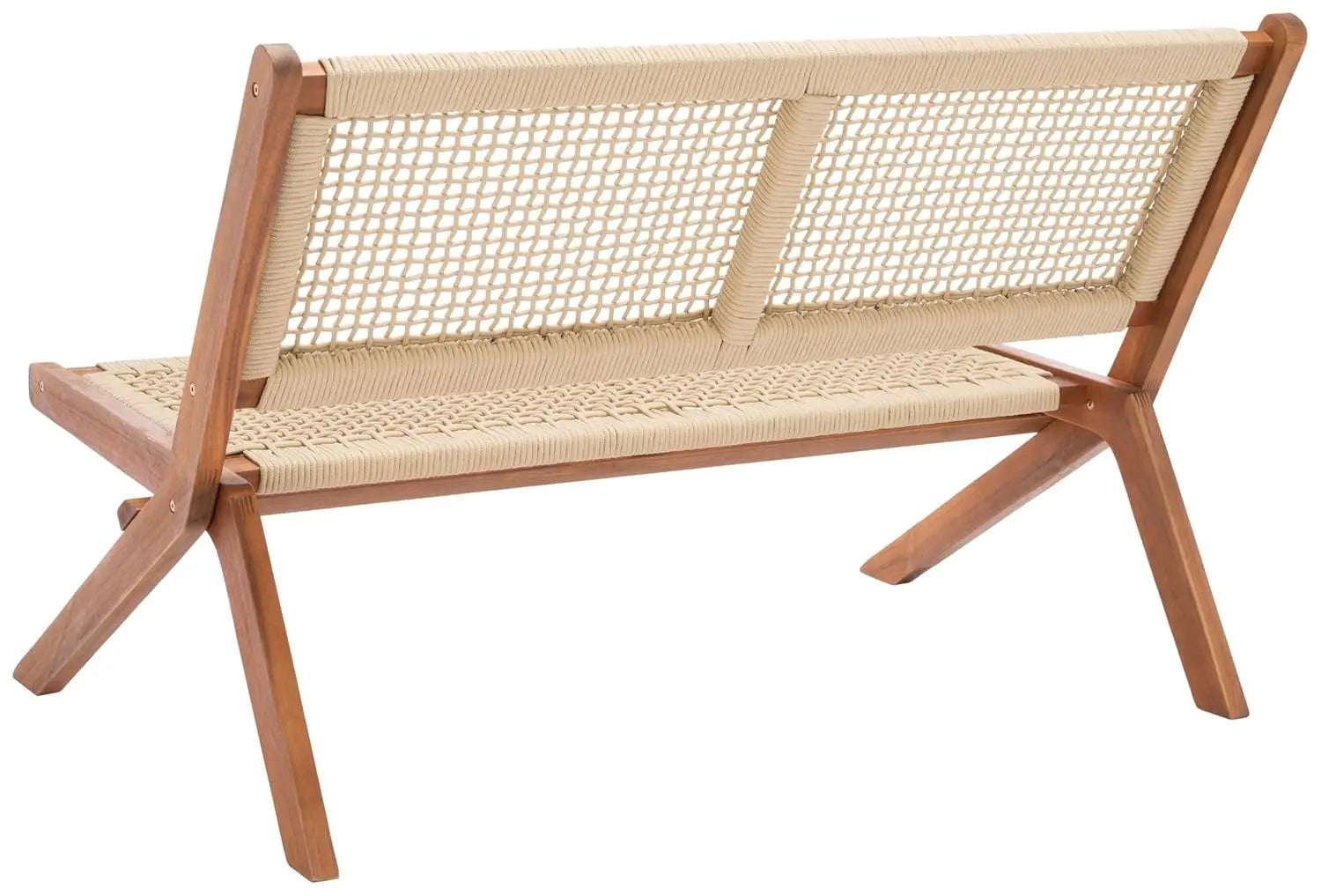Natural Wood & Rope Foldable Bench Outdoor Patio Garden 48in, Customized