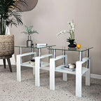 2-piece set, modern tempered glass coffee table