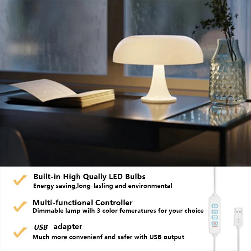 Mushroom Lamp | Cool Retro Living Room Decor (white)