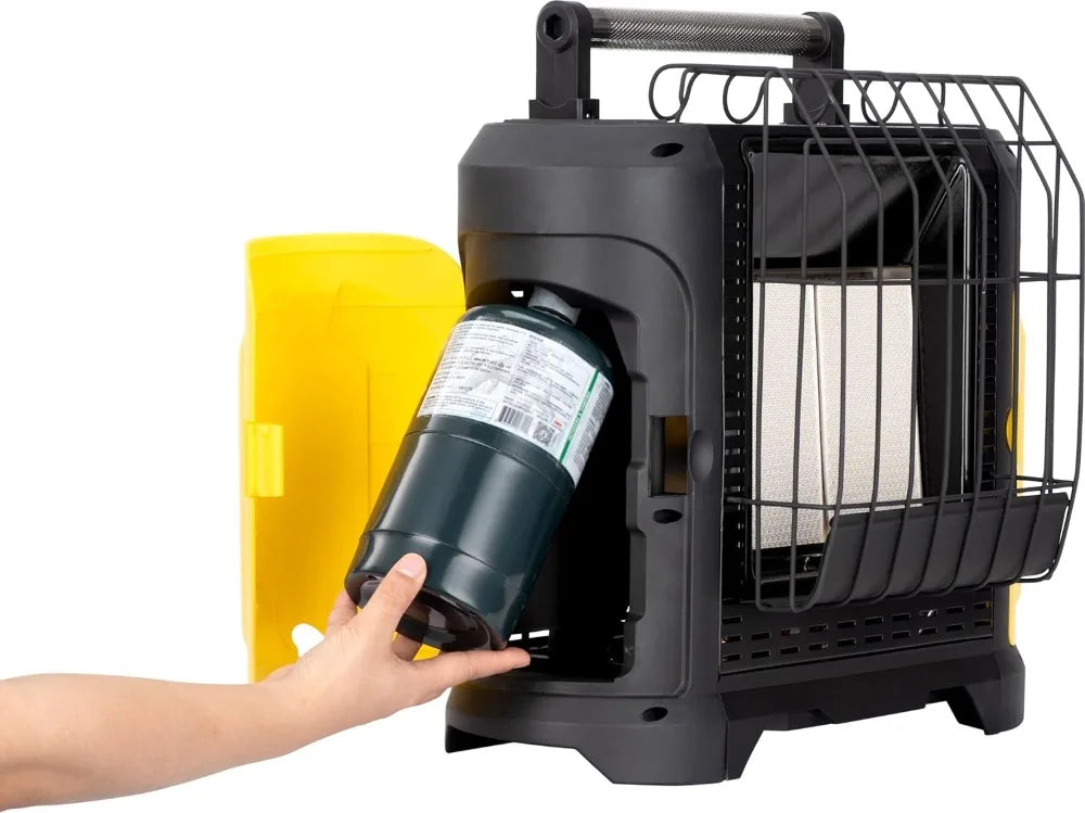 Portable 10000 BTU Propane Heater for Indoor Outdoor Use, Patio Garage Camping Tent Heating, Black/Yellow