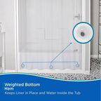 Medium Weight PEVA Shower Curtain 70 x 72 Inch Waterproof Eco-Friendly Odorless Liner with Beaded Roller Rings Standard Size