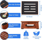 Non-Slip Wooden Step Stool for Adults and Seniors, 450 LBS Capacity, Portable for High Beds, Bathroom, Kitchen