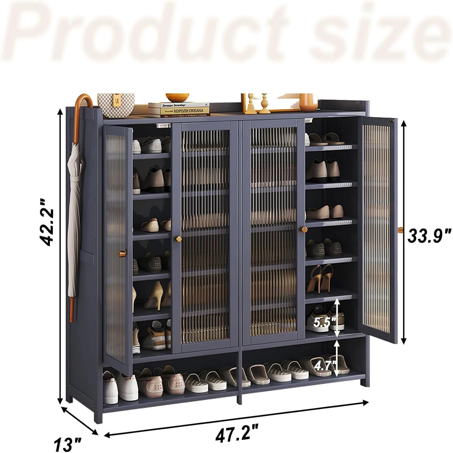 Shoe Rack for Closet, Entryway Shoe Storage Cabinet for 36-40 Pairs,