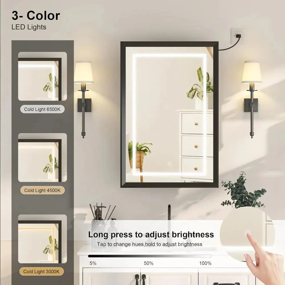 Recessed LED Medicine Cabinet with Dimmable Lights,