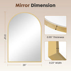 26"x38" Arched Metal Framed Mirror