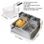 12L Electric Deep Fryer w/Dual Baskets