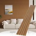 8-Pack 3D WPC Wood Wall Panels, Acoustic Interior Decor for Living Room and Bedroom in Golden Oak, 95x6 Inches