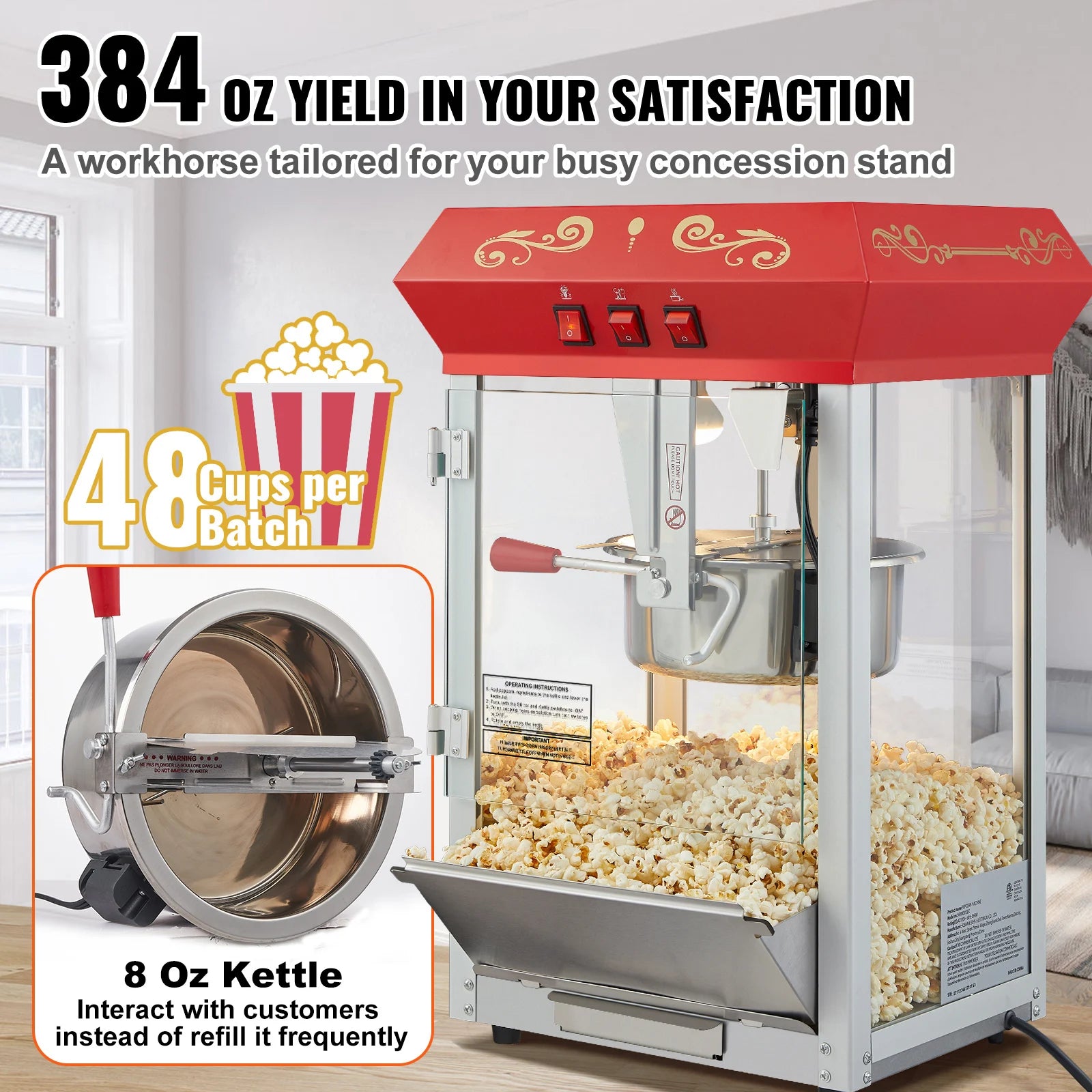 12Oz Electric Popcorn Maker with Scoop Spoon
