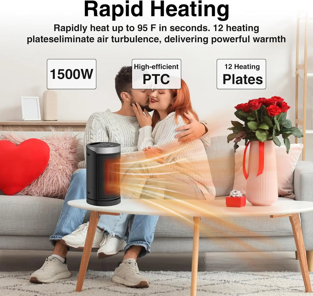 Portable Electric Space Heater with Thermostat, Remote, 70° Oscillation, Timer & 5 Modes for Indoor Home Office Use