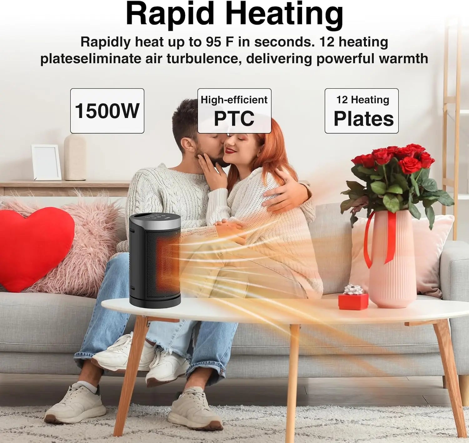 Portable Electric Space Heater with Thermostat, Remote, 70° Oscillation, Timer & 5 Modes for Indoor Home Office Use