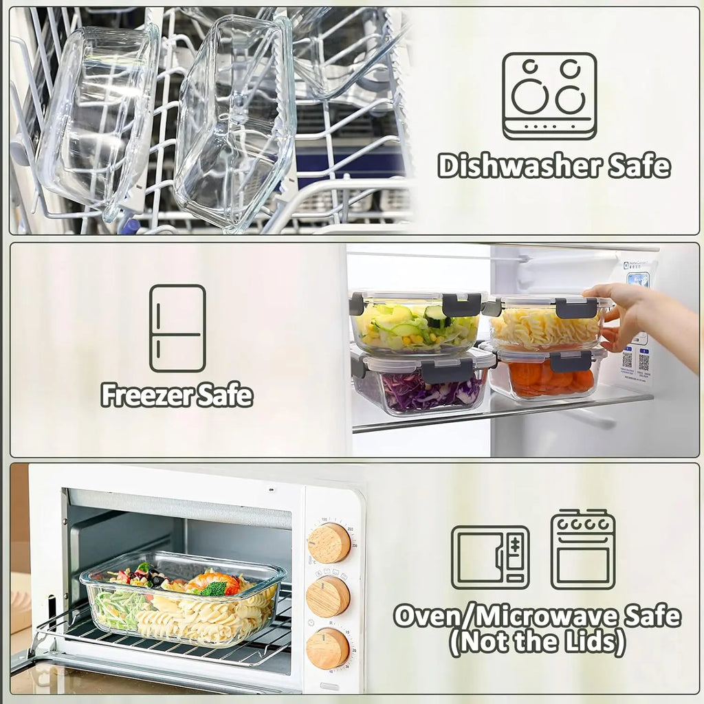 10-Pack Glass Meal Prep Containers with Lids
