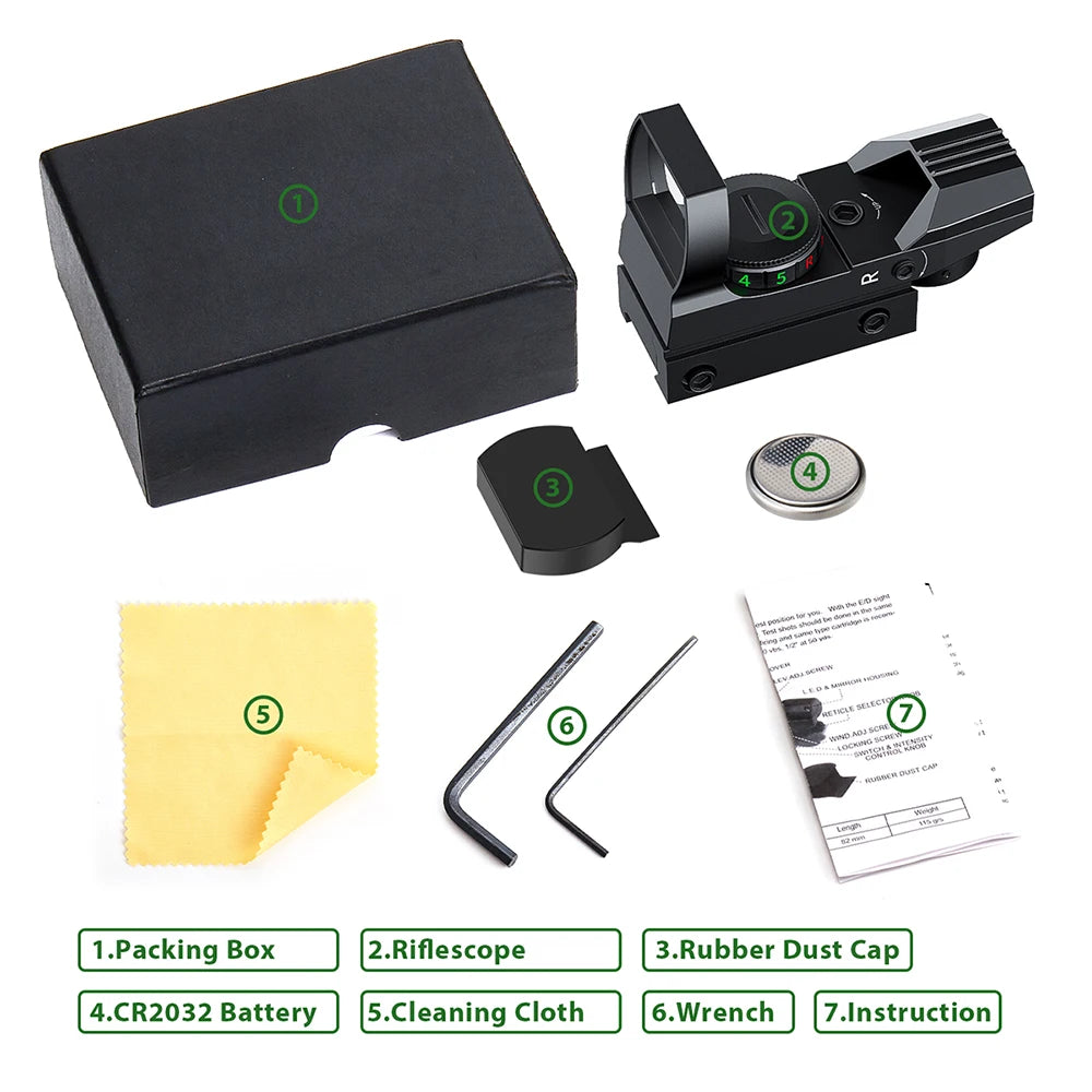 Tactical Red Green Dot Sight Scope Optics scope Red Dot Sight Hunting Optics