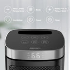 Portable Space Heater with 70° Rotation, 1500W PTC Electric for Bedroom & Office, Remote Control & Timer