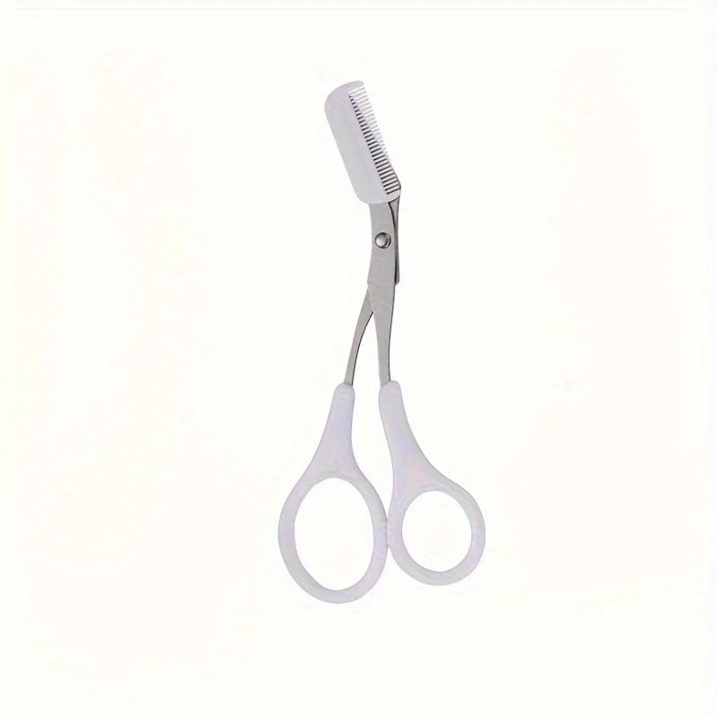 Stainless Steel Eyebrow Trimming Scissors With Comb,