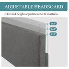 Upholstered Bed Frame with Adjustable Headboard, Soft Linen Fabric,