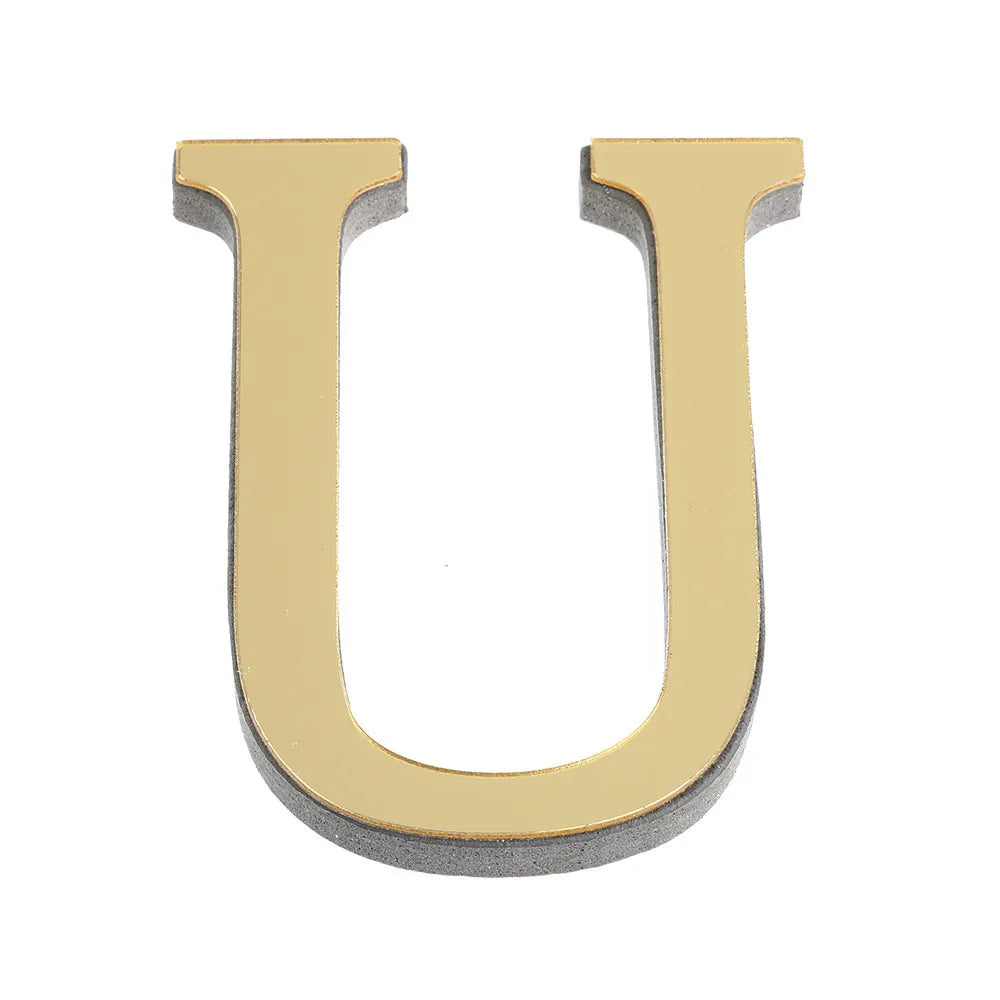 26 English Letters Wall Sticker 3D Mirror Acrylic Gold
