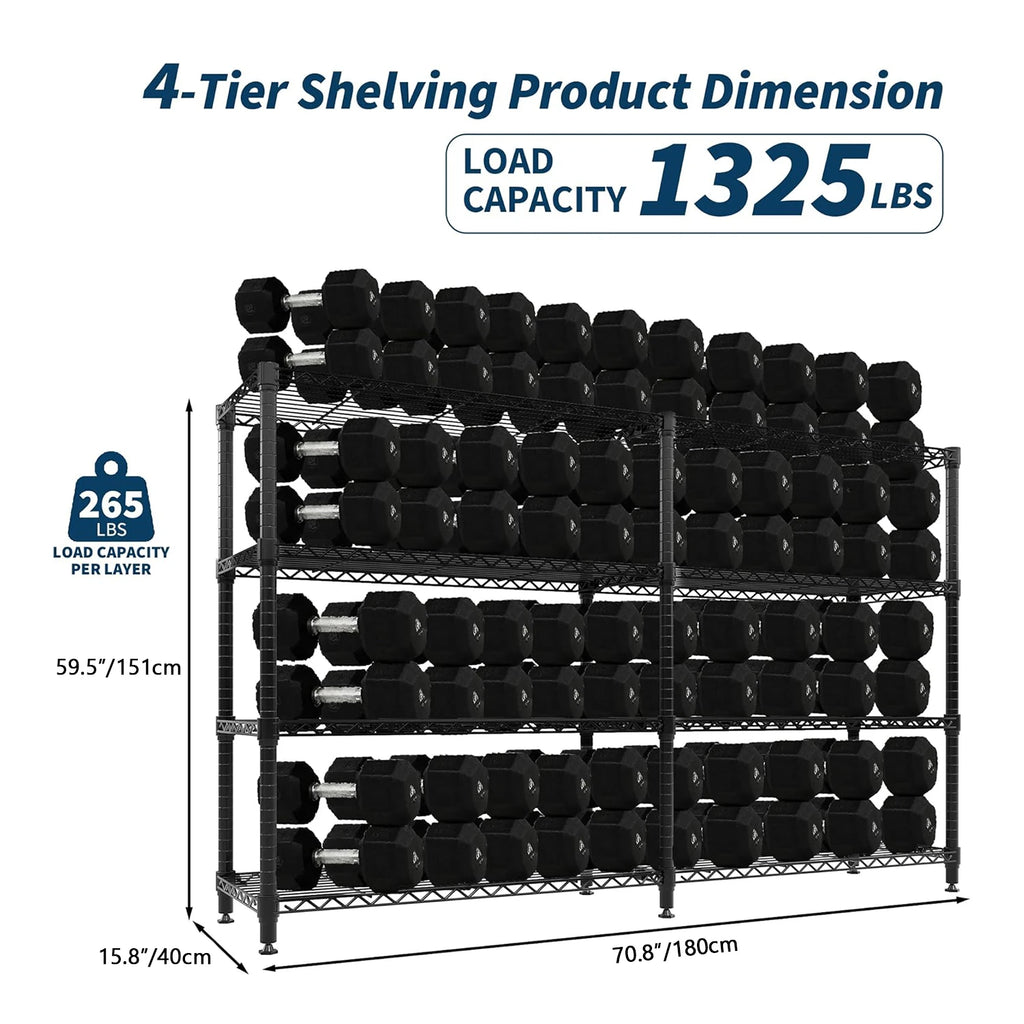 Heavy Duty Storage Shelves 4/5 Tiers Metal Shelving Unit Adjustable