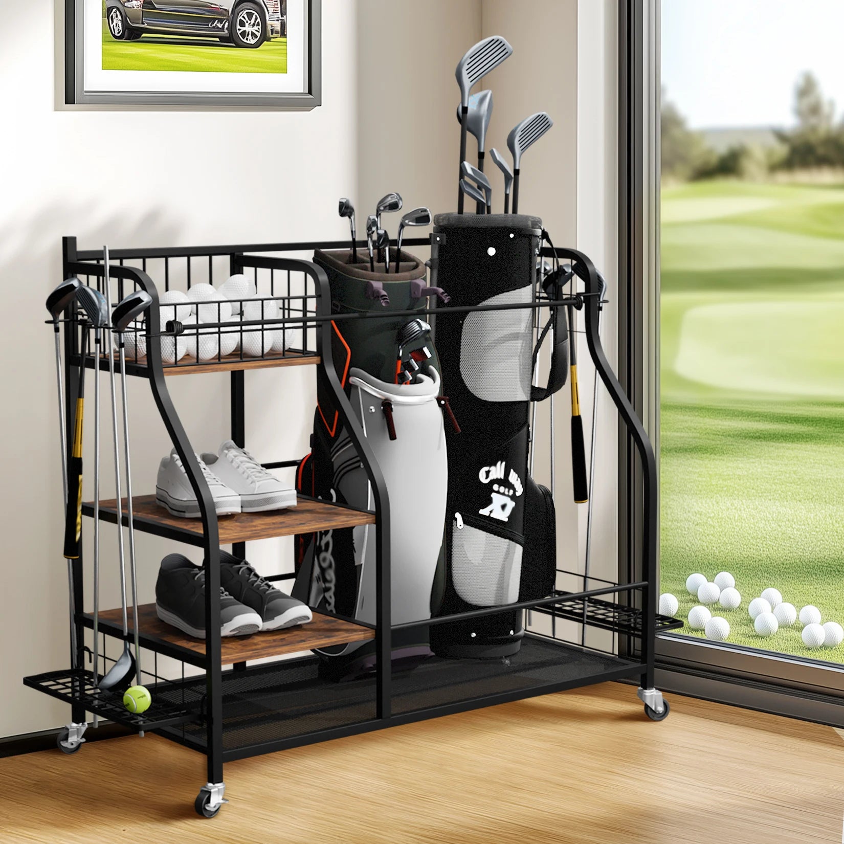 Multifunctional Rolling Shelf Metal Organizer Rack with Wheels