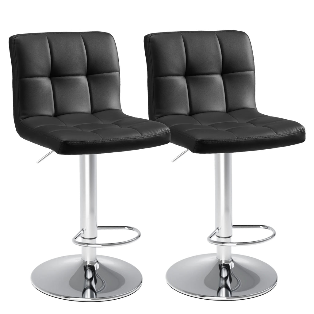 Leather Bar Stools Set of 2,Upholstered Counter Height Bar Stool