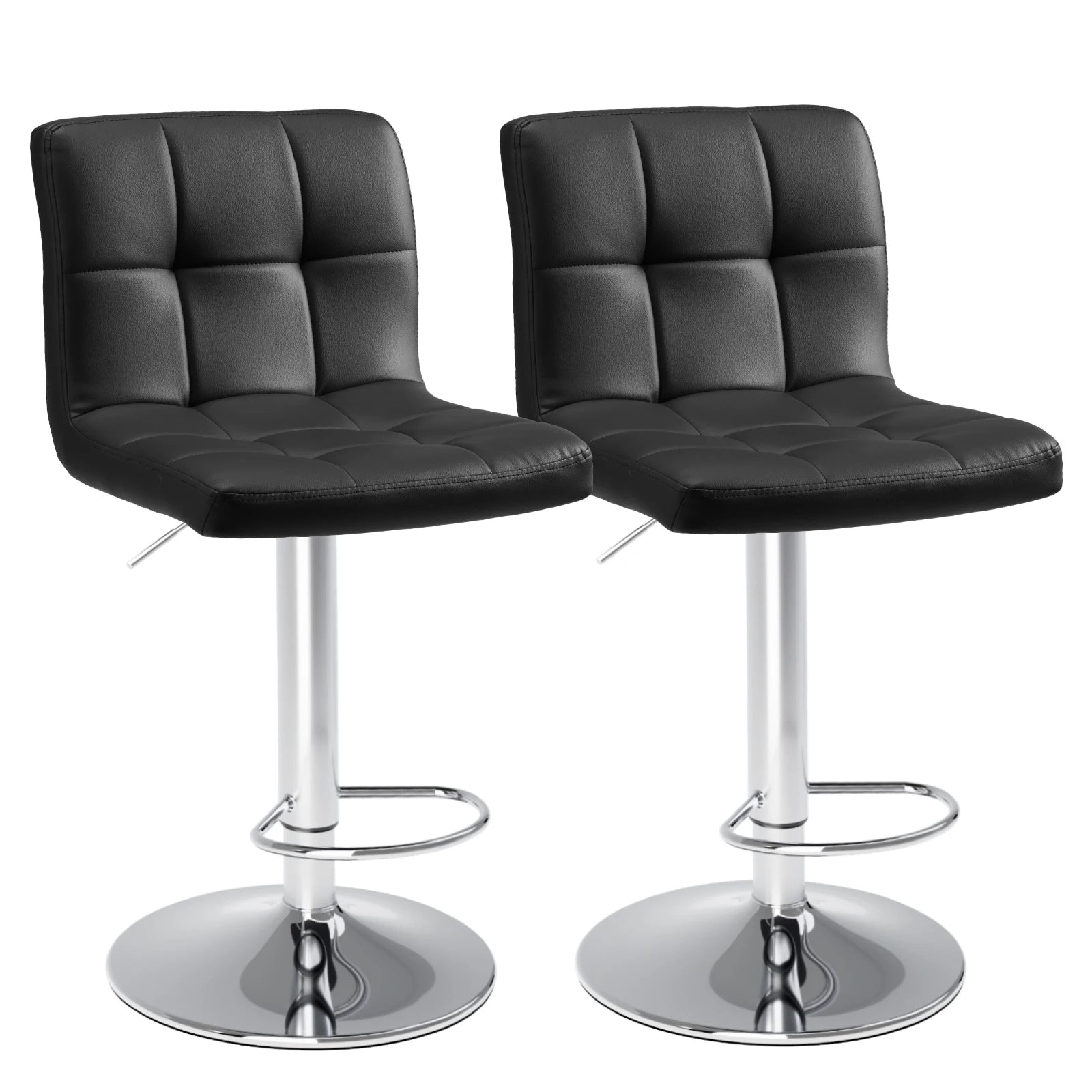 Leather Bar Stools Set of 2,Upholstered Counter Height Bar Stool