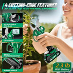 Cordless Electric Pruning Shears 1.6 Cutting Diameter with LCD Display 21V Brushless Motor Branch Cutter 2x 2000mAh Rechargeabl