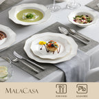 White Porcelain Tableware Set with Bowl, Dinner&Dessert&Soup Plate Set for 4/8