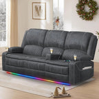 3 Seat Recliner Sofa with Console, Armrest, PU Leather, Cup Holders, USB Ports,