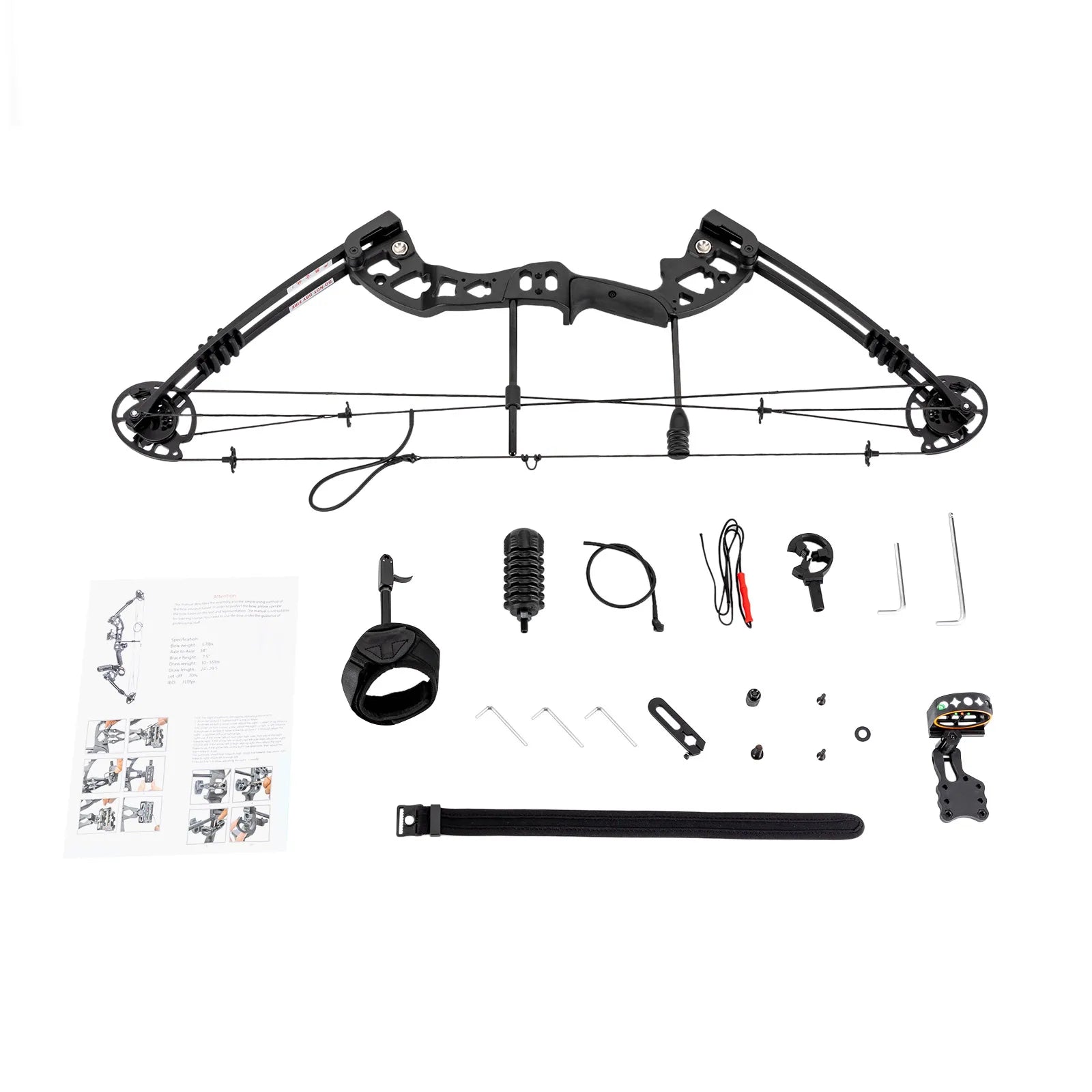 Right Handed Compound Bow Kit Adults and Teens Compound Bow Archery Hunting Equipment with 12 Arrows 30-55lbs Adjustable