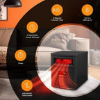 Infrared Quartz Space Heater, 8 Element 1500W Portable Heater with Remote, Black