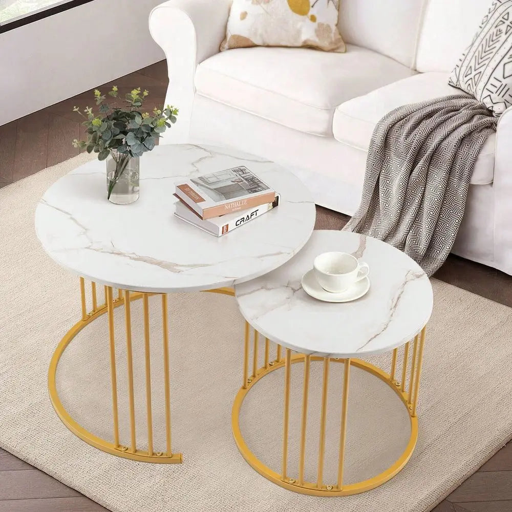 Coffee Table Set Of 2, Round Table, Morden