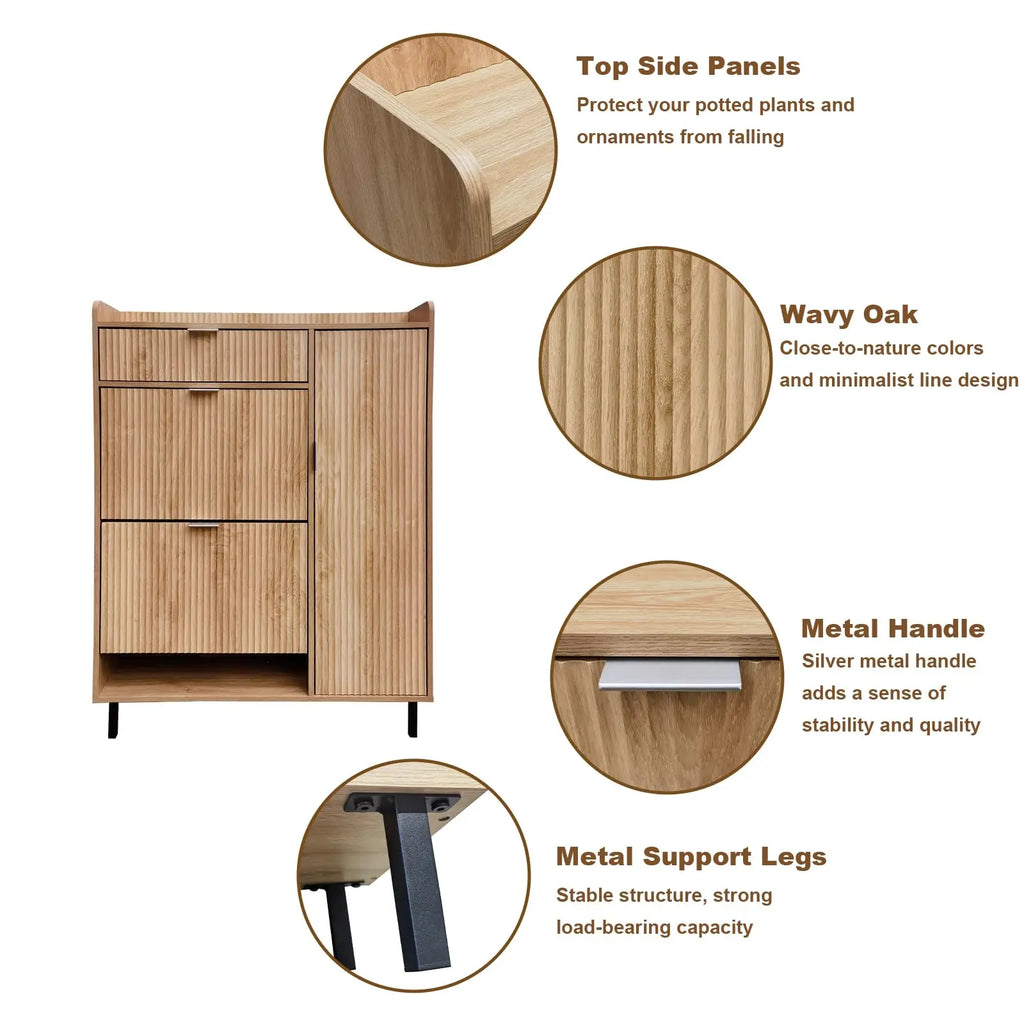 Freestanding Narrow Entryway Shoe Organizer With Adjustable Shelves,