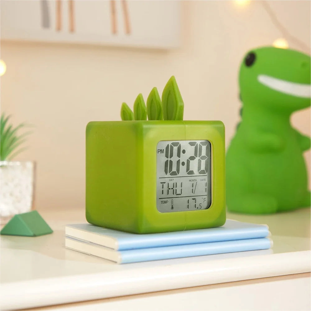 LED Color Changing Dinosaur Alarm Clock Portable Battery Operated