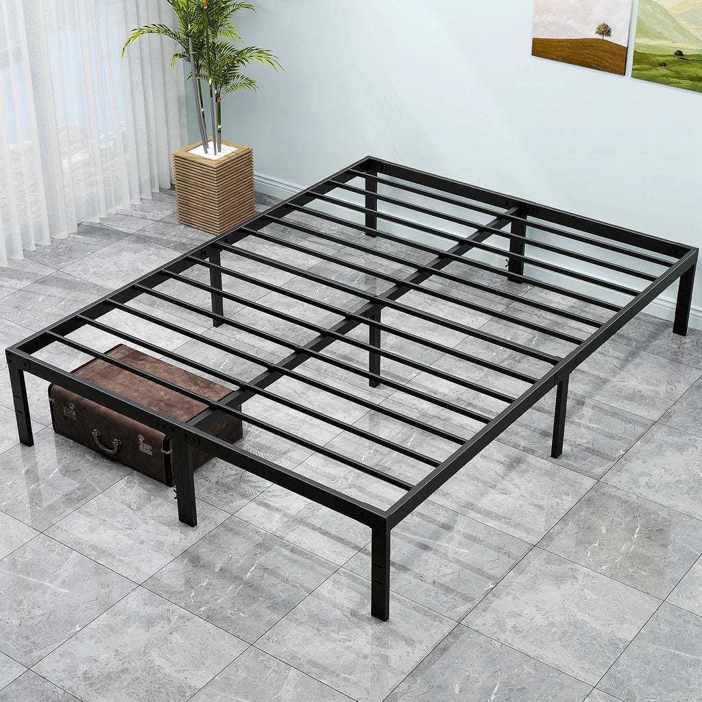 Metal Platform 16IN Tall Basic Bed Frame Sturdy Steel Heavy Duty with Storage Space