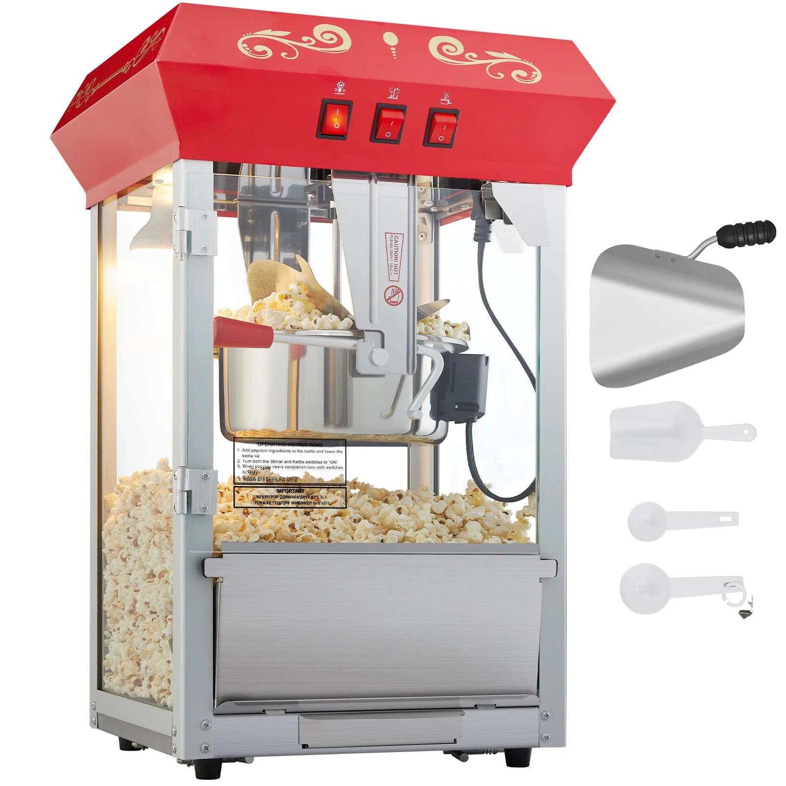 12Oz Electric Popcorn Maker with Scoop Spoon